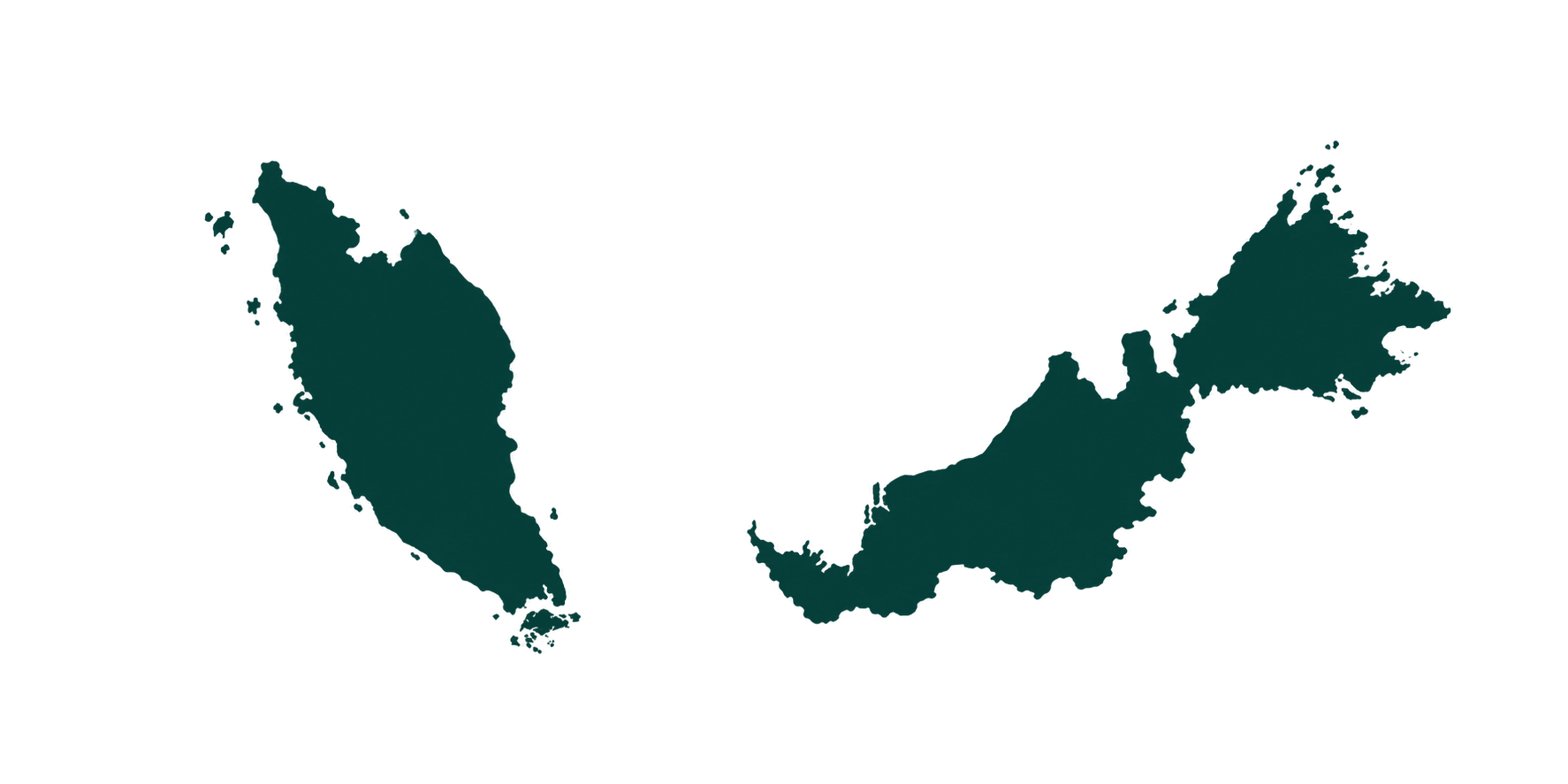 Map outline of Peninsular Malaysia, Singapore and East Malaysia